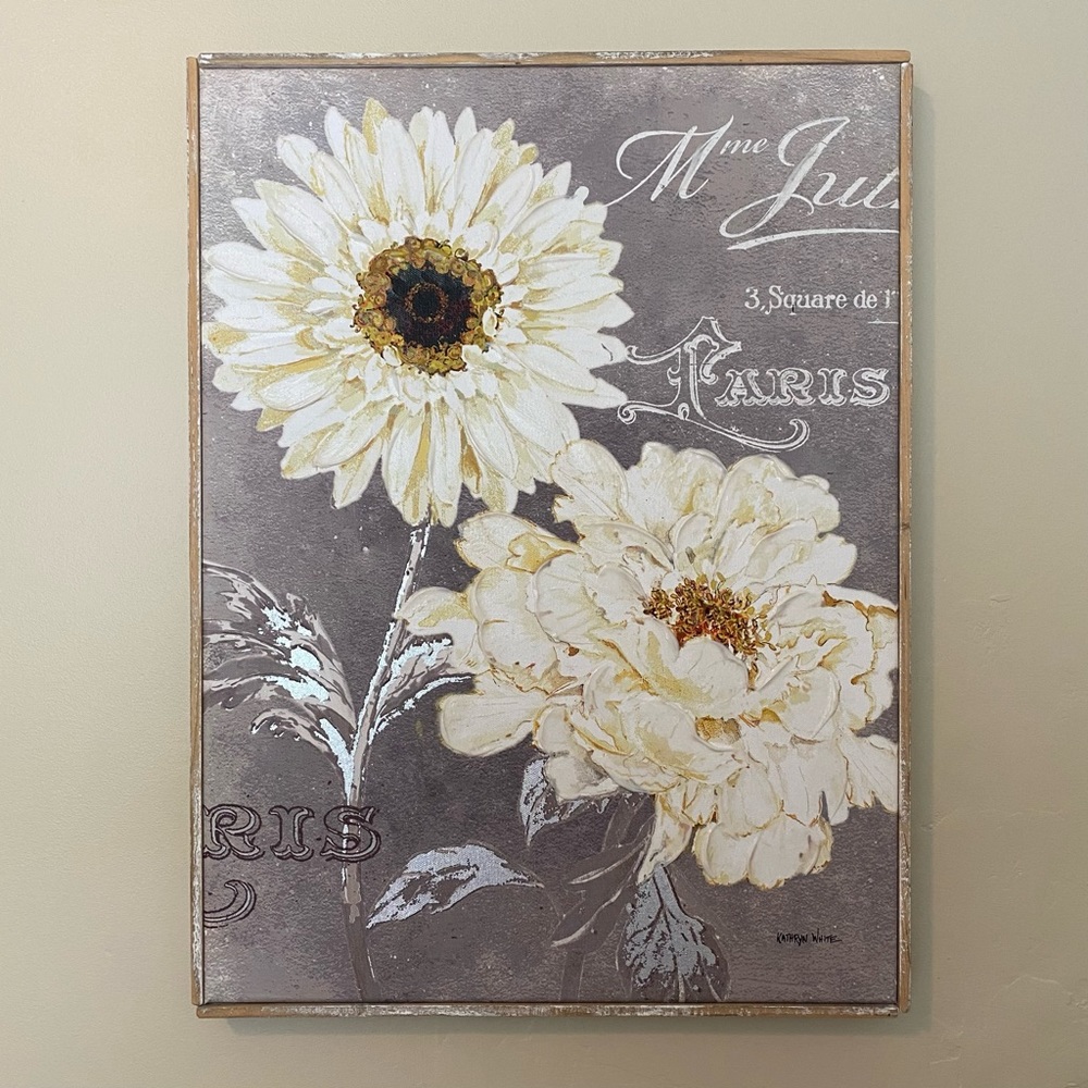 LIKE NEW ••framed floral canvas••